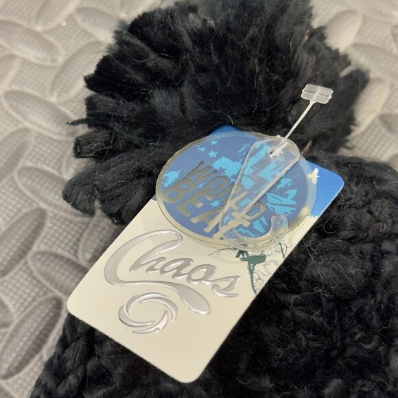 Chaos World Beat Fuzzy Warm Winter Earflap Beanie Hat Womens Black 100% Acrylic - Picture 6 of 7